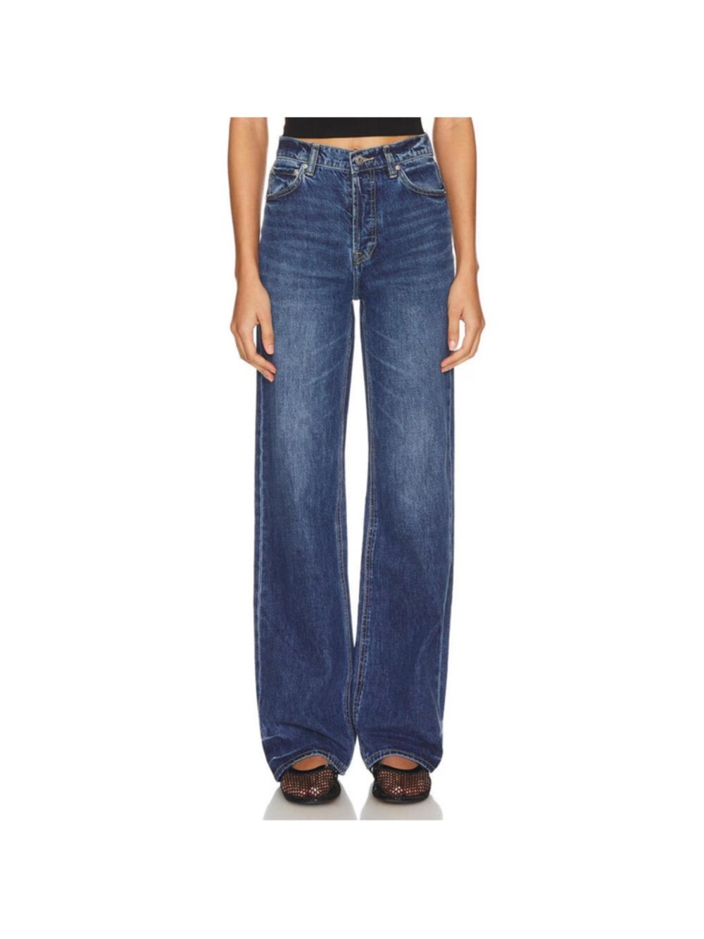 Grlfrnd Brooklyn High-Rise Straight Leg Women's Jeans - Dark Blue